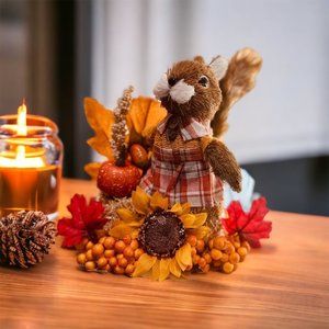 Fall Centerpiece - Squirrel on Hay Bale